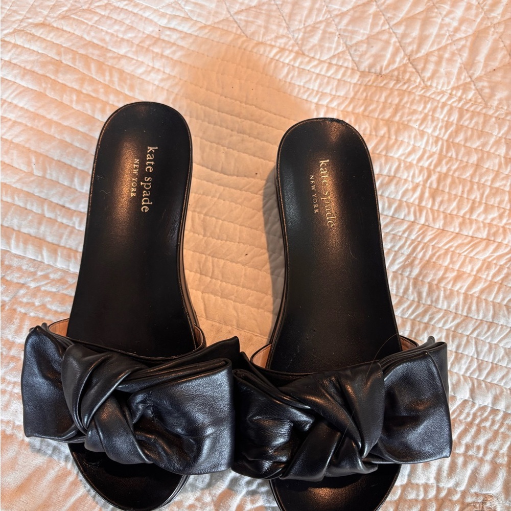 Kate Spade Black Leather Bow Sandals
